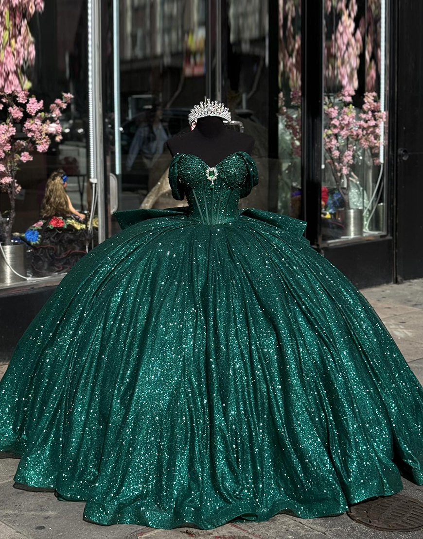 Princess Hot Pink Off the Shoulder Beaded Rhinestones Tulle Quinceanera Dress with Ruffle