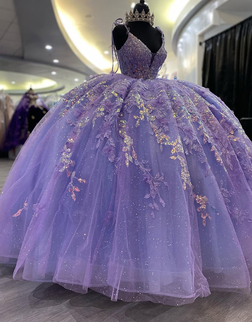 Princess Dusty Sage Spaghetti Straps Ball Gown Tulle Quinceanera Dress with Appliques