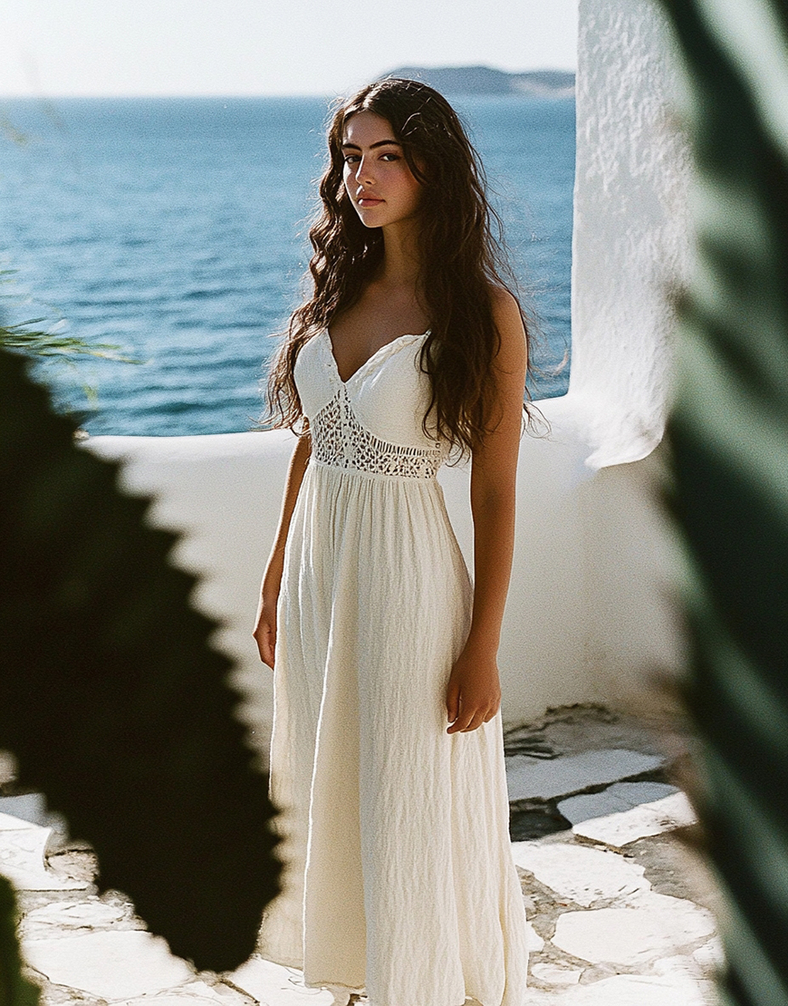 Boho White A-Line Sweetheart Long Graduation Dress