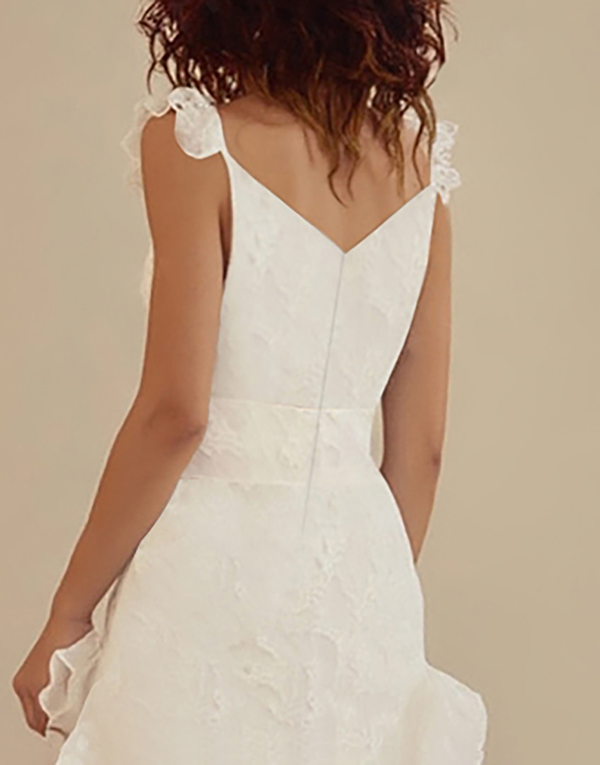 Berlinnova Women Elegant White Graduation Dress Sheath V Neck Lace Ruffles Ankle Length Little White Dress