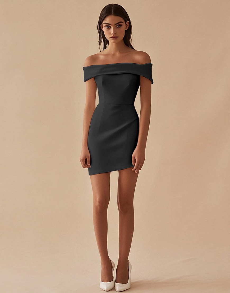 Sexy Bodycon Off the Shoulder Satin Little White Graduation Dress