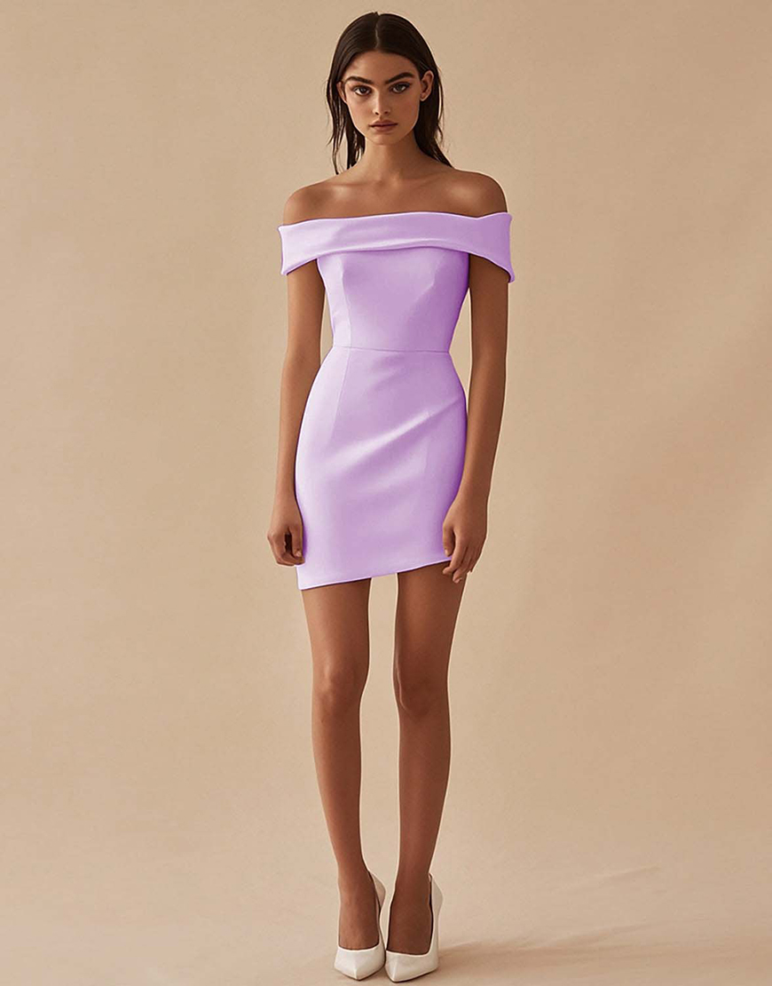 Sexy Bodycon Off the Shoulder Satin Little White Graduation Dress