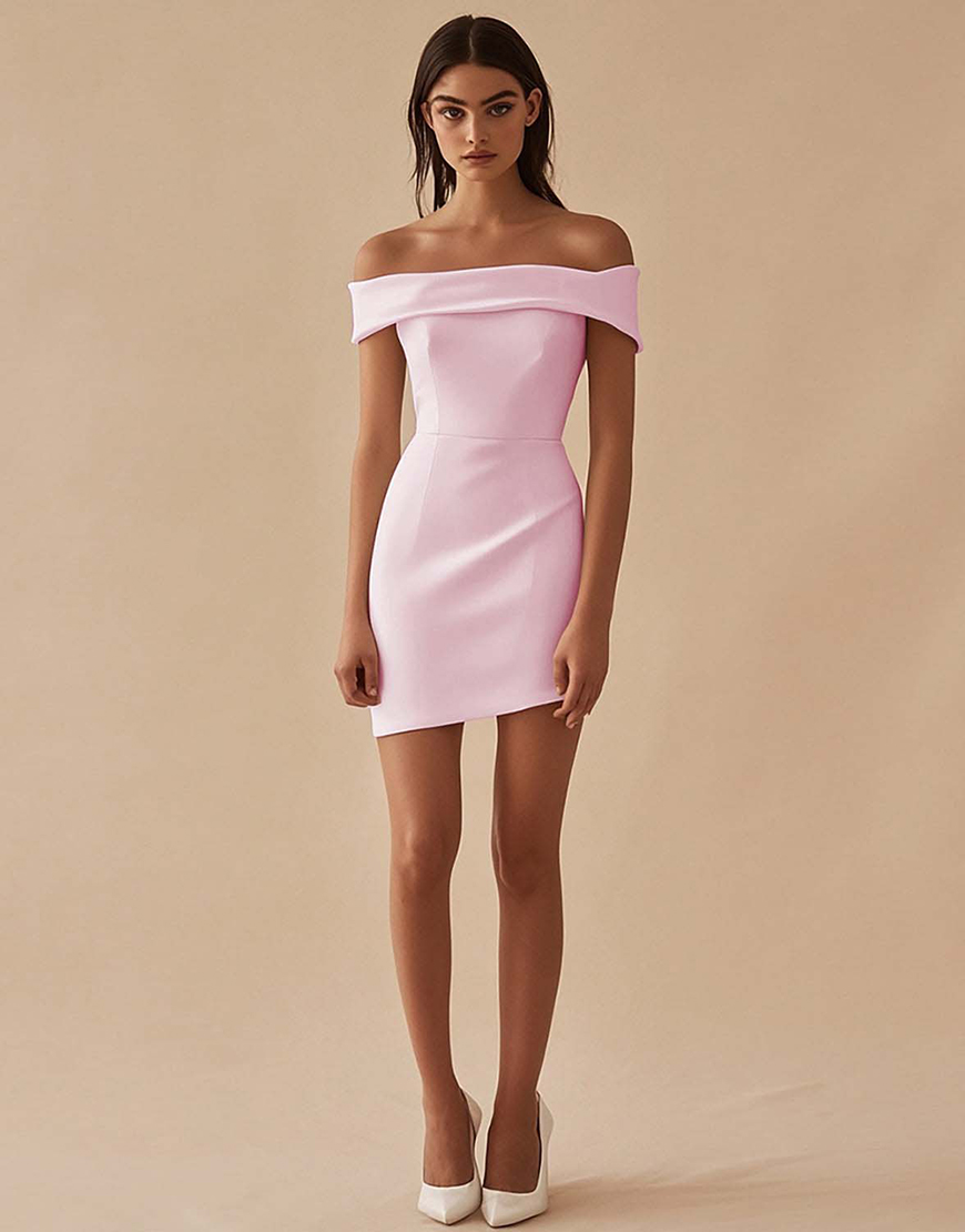 Sexy Bodycon Off the Shoulder Satin Little White Graduation Dress