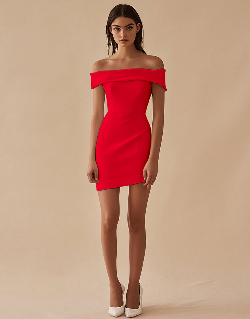 Sexy Bodycon Off the Shoulder Satin Little White Graduation Dress