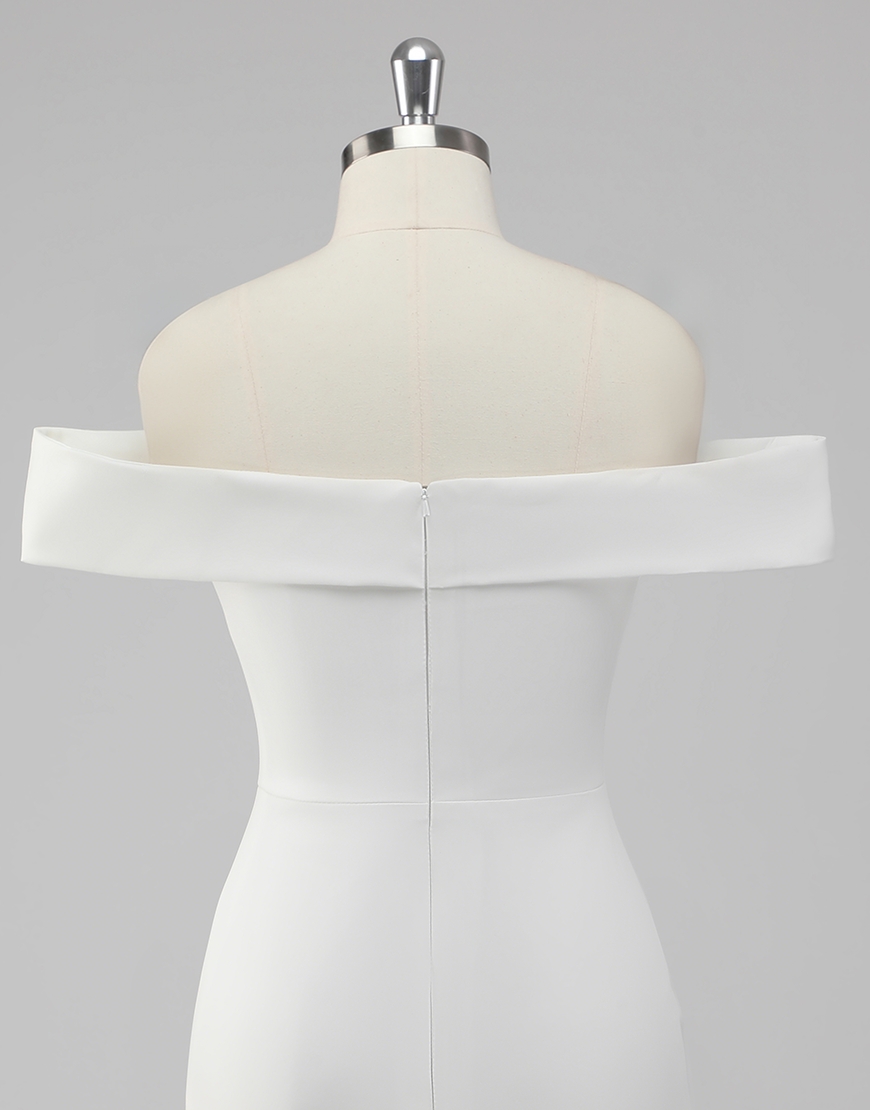 Sexy Bodycon Off the Shoulder Satin Little White Graduation Dress