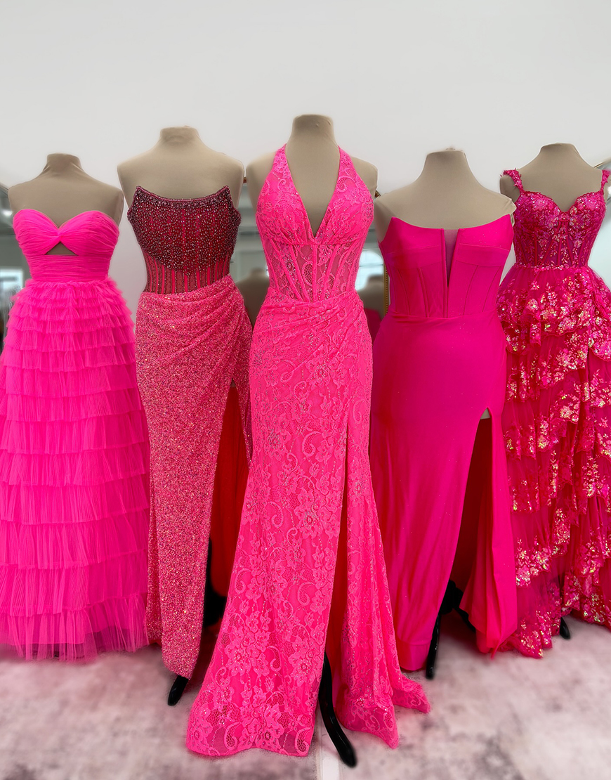 Sparkly Sequin Pink Mermaid Halter Corset Slit Long Prom Dress with Lace Appliques