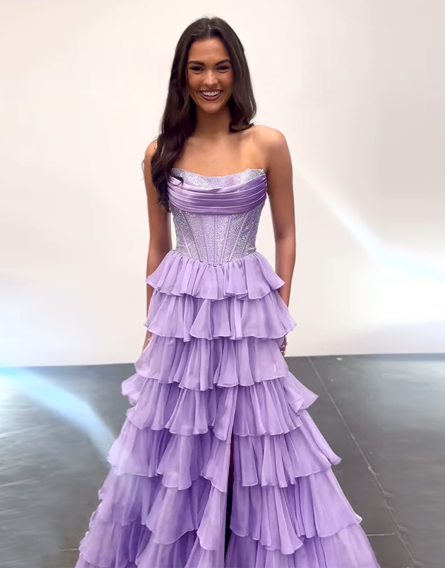 Sparkly Royal Blue A-Line Strapless Ruffles Long Corset Prom Dress with Beading