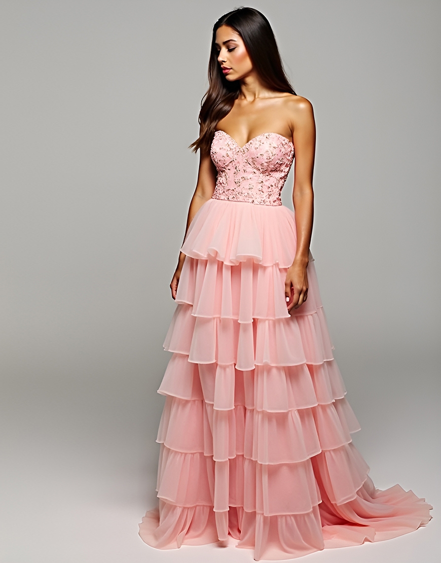 Sparkly Blush A-Line Sweetheart Slit Long Tulle Prom Dress With Appliques