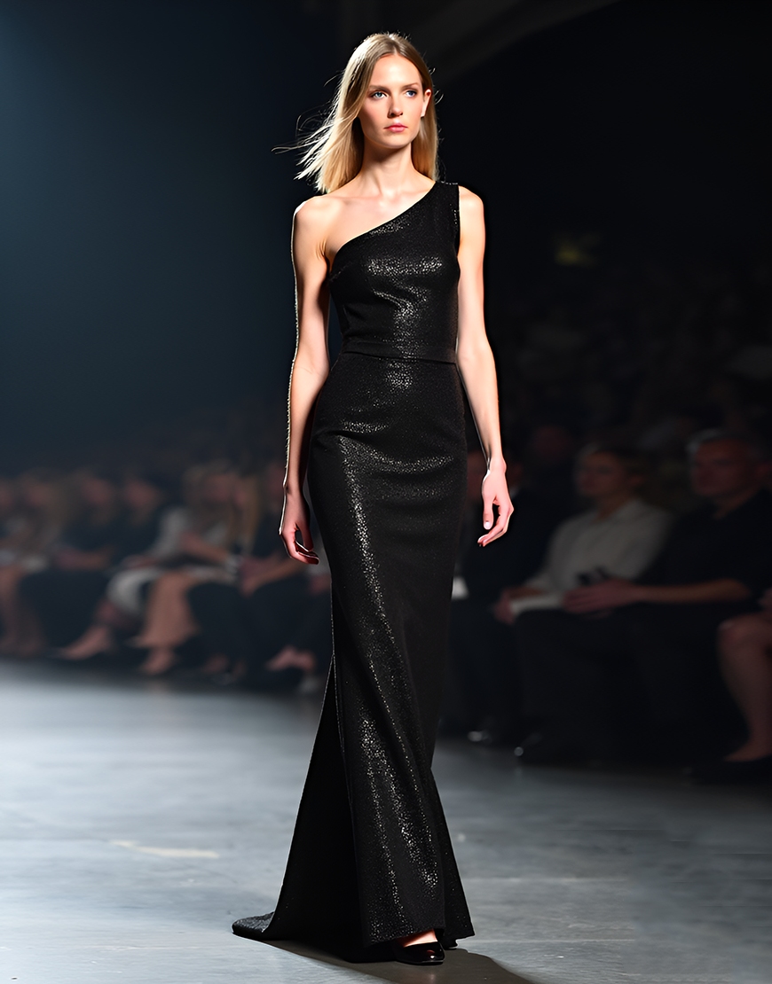 Sparkly Black One Shoulder Mermaid Long Formal Dress
