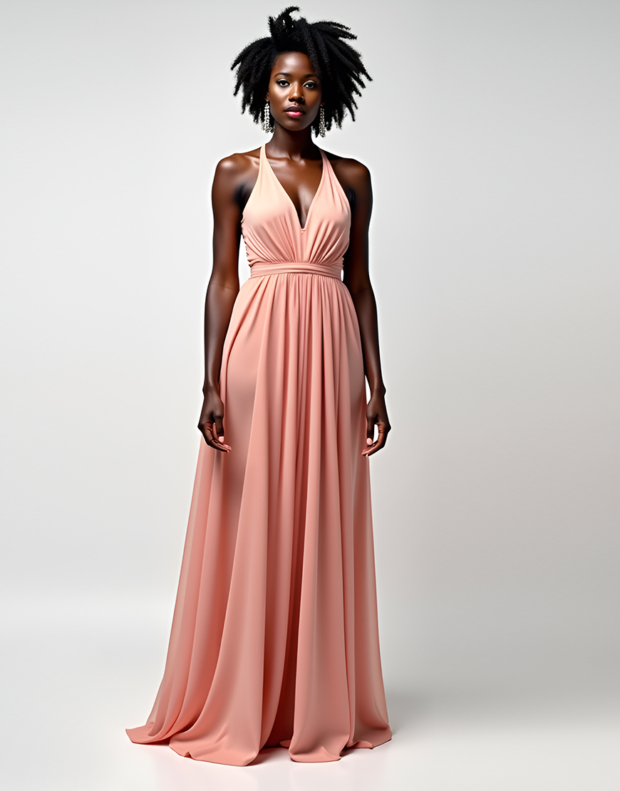Blush Pink A Line Spaghetti Straps Ruched Long Formal Dress 