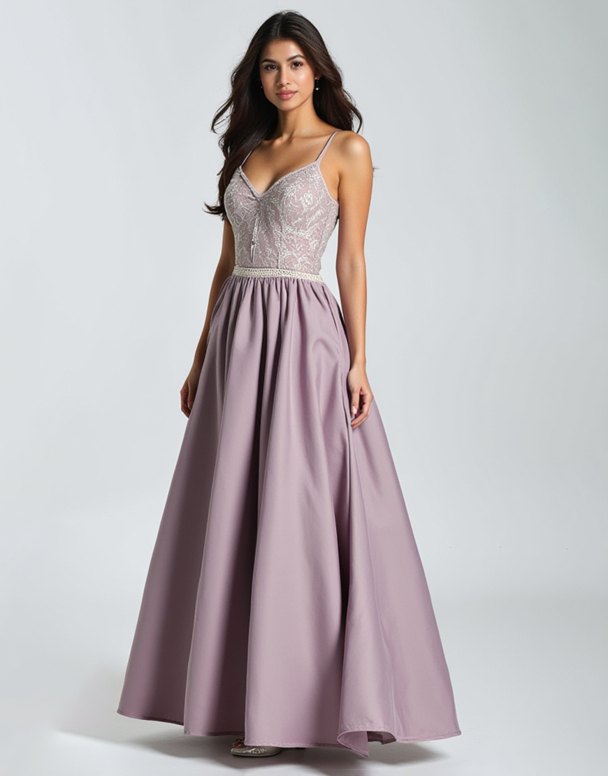 Purple A-Line Spaghetti Straps Corset Long Prom Dress With Lace Appliques