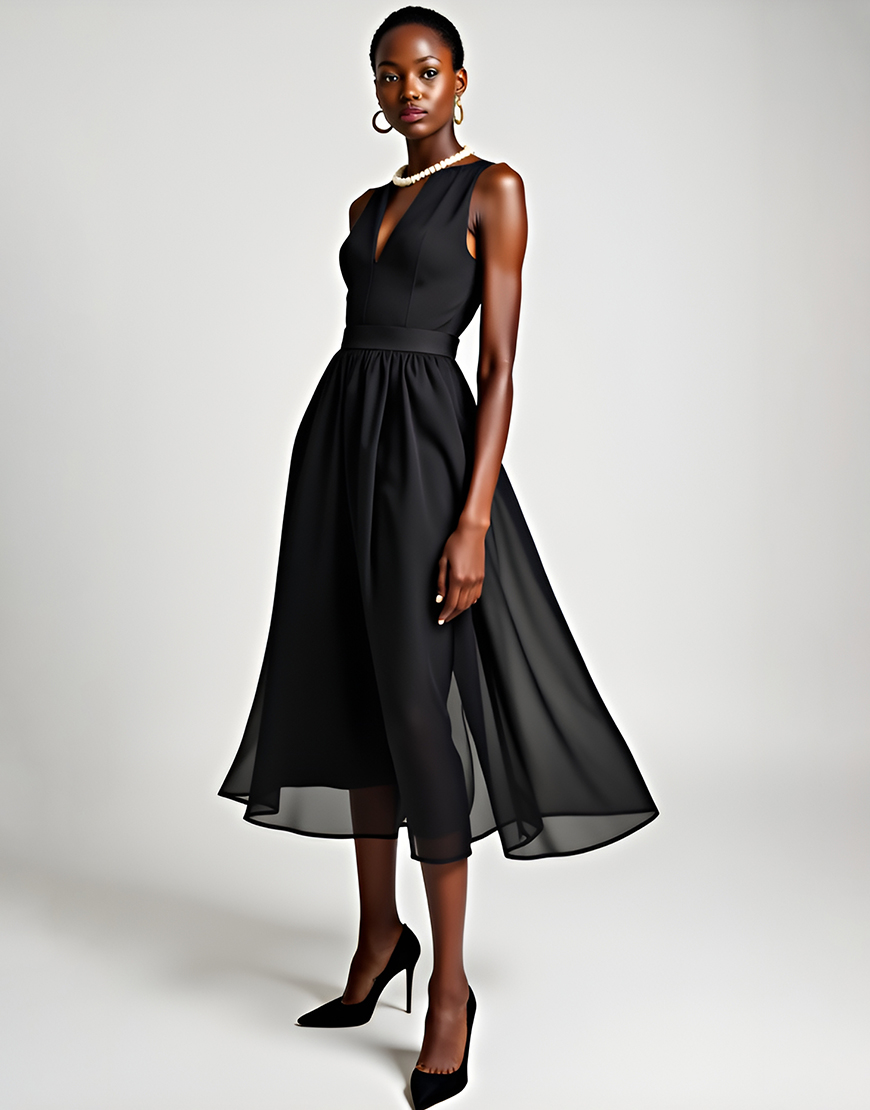 Graceful Black A Line V Neck Ankle Long Tulle Prom Dress 