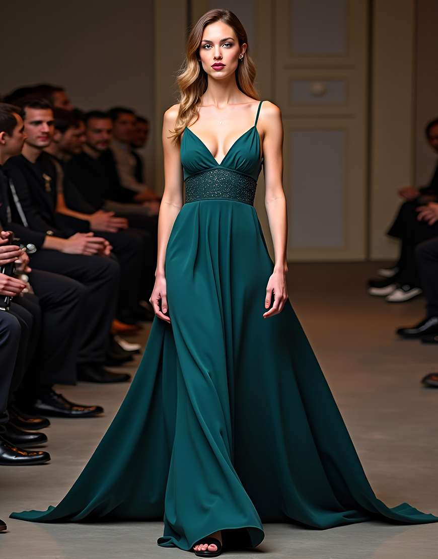 Sparkly Peacock A Line Spaghetti Straps Sequined Long Gala Dress 