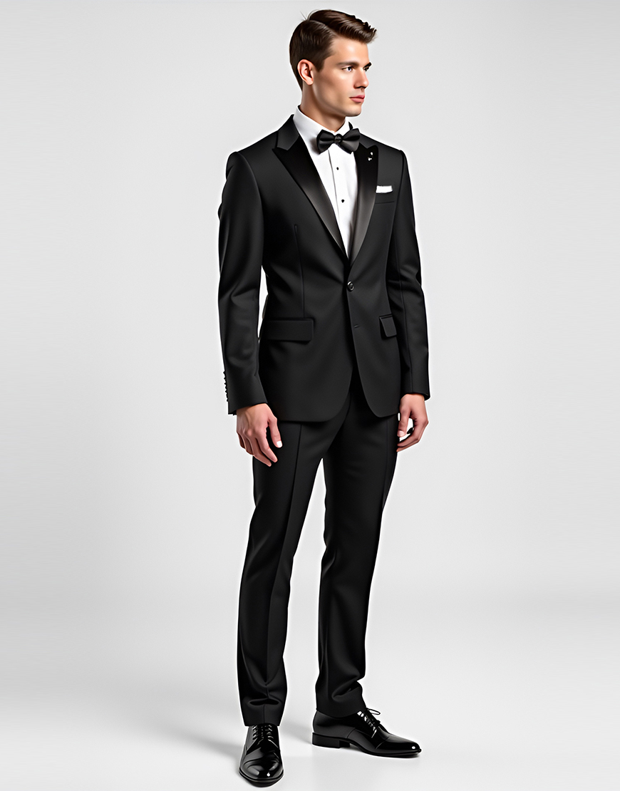 Black Peak Lapel 2 Pieces Men's Prom Suits