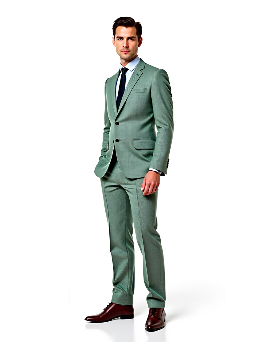 Grey Green Notch Lapel 2 Piece Prom Suits