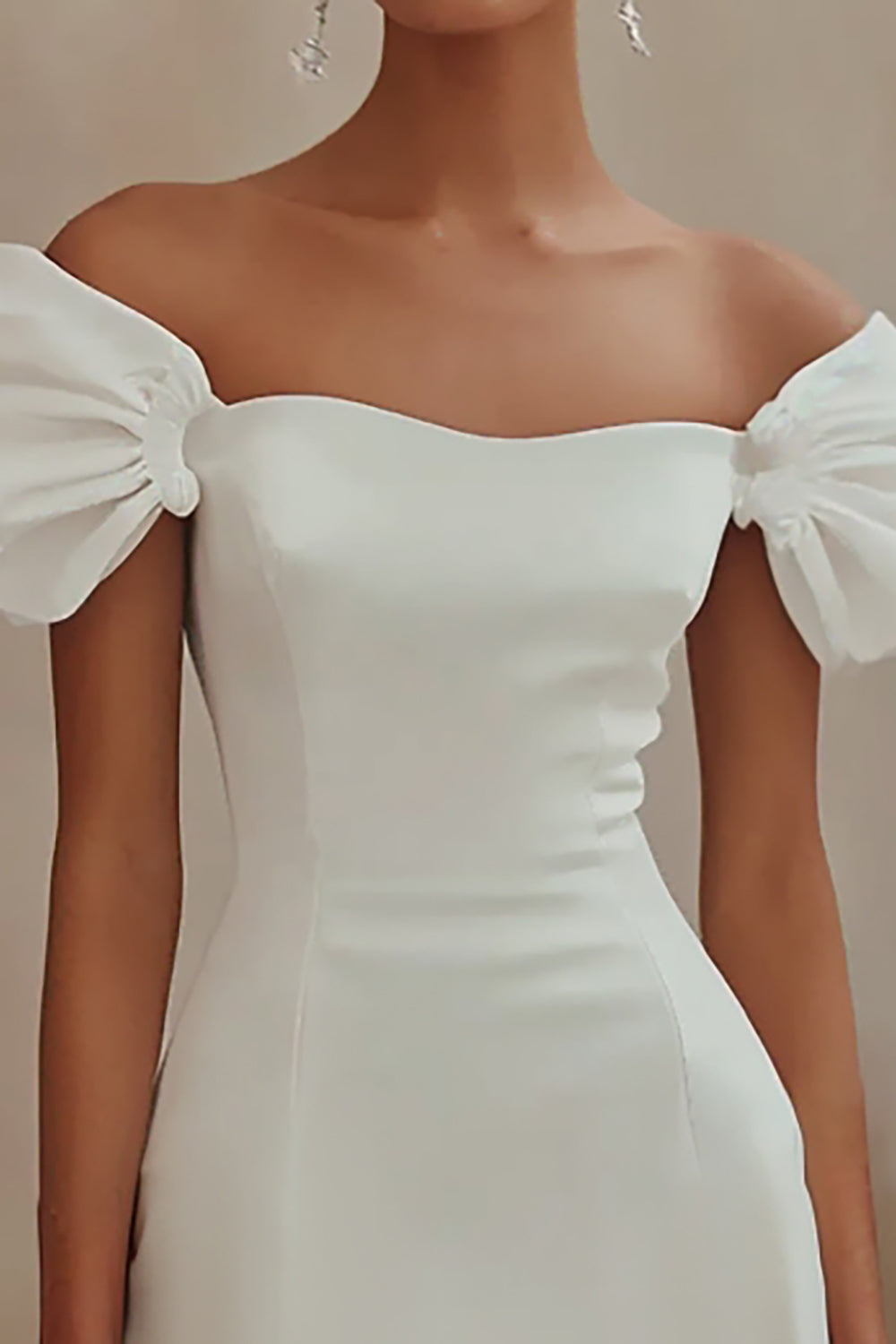 White Satin Bodycon Short Graduation Dress with Ruffles