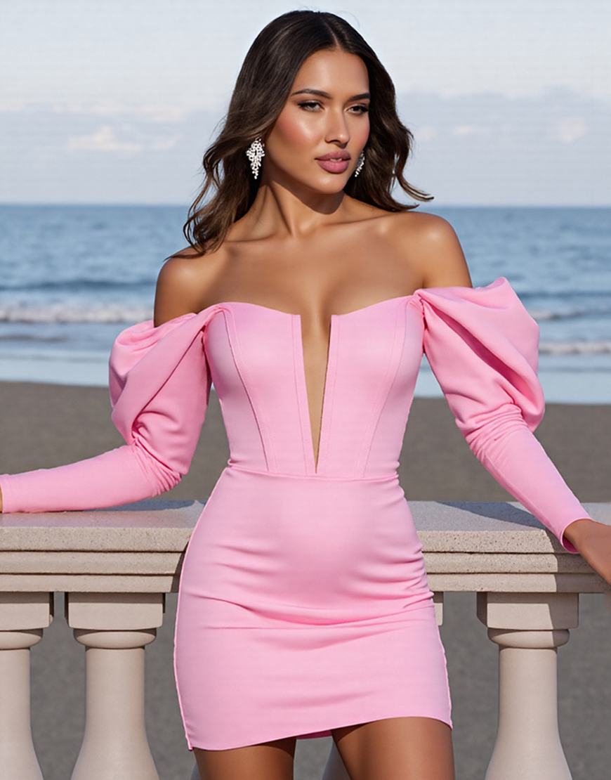 Pink Corset Bodycon Short Homecoming Dress with Ruffles