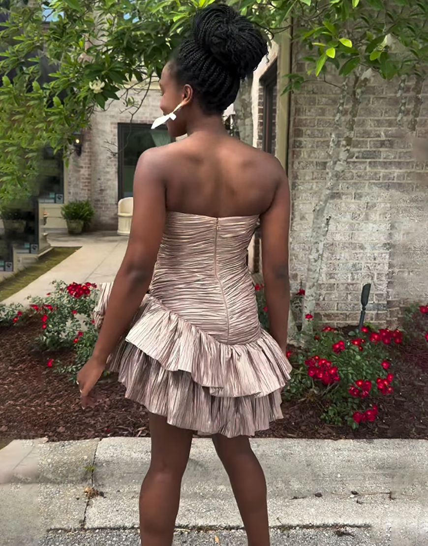 Light Blue A Line Short Pleated Homecoming Dress with Bow