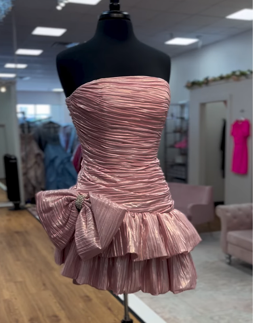 Light Blue A Line Short Pleated Homecoming Dress with Bow