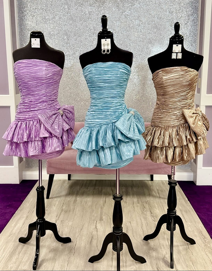 Light Blue A Line Short Pleated Homecoming Dress with Bow