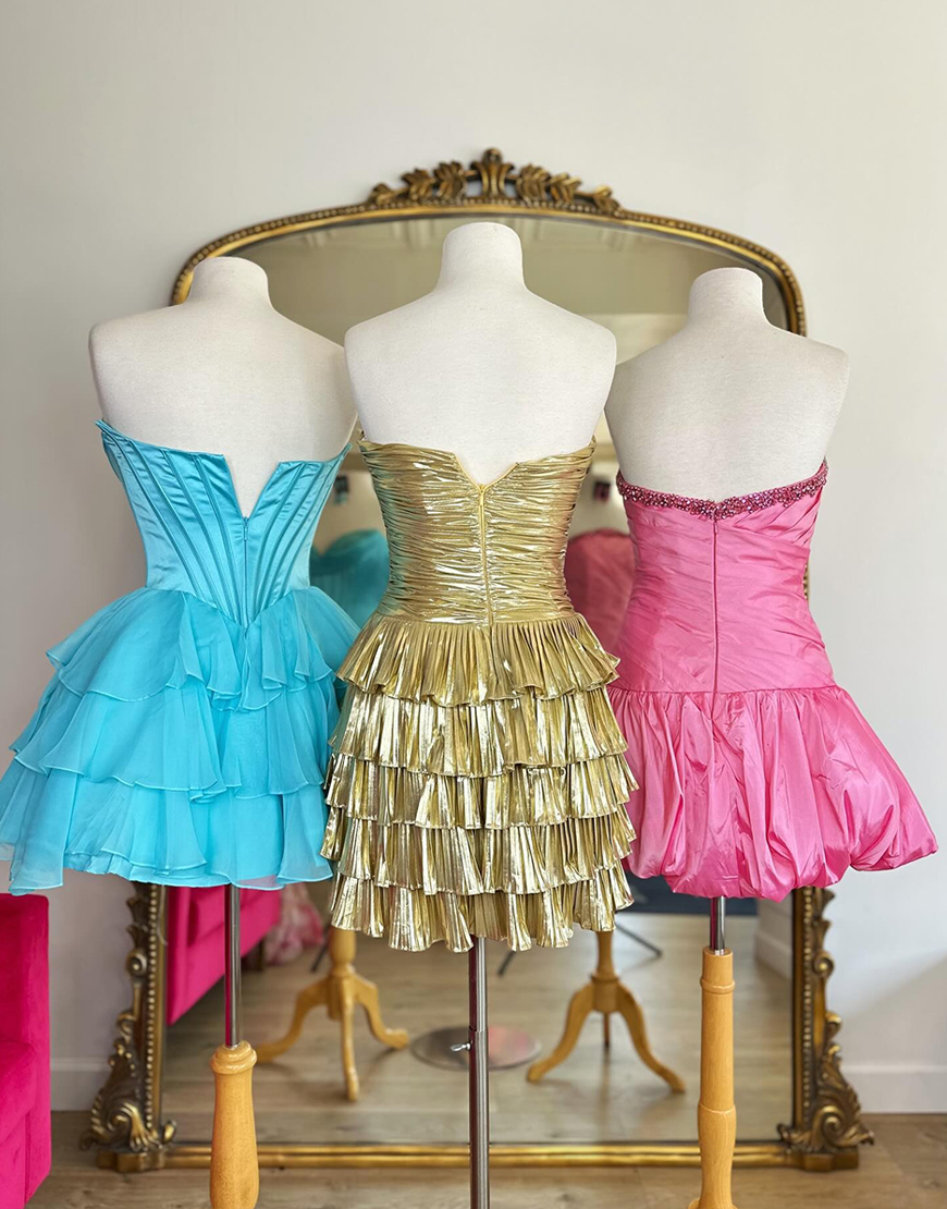 Pink Satin Tight Short Homecoming Dress with Rhinestones