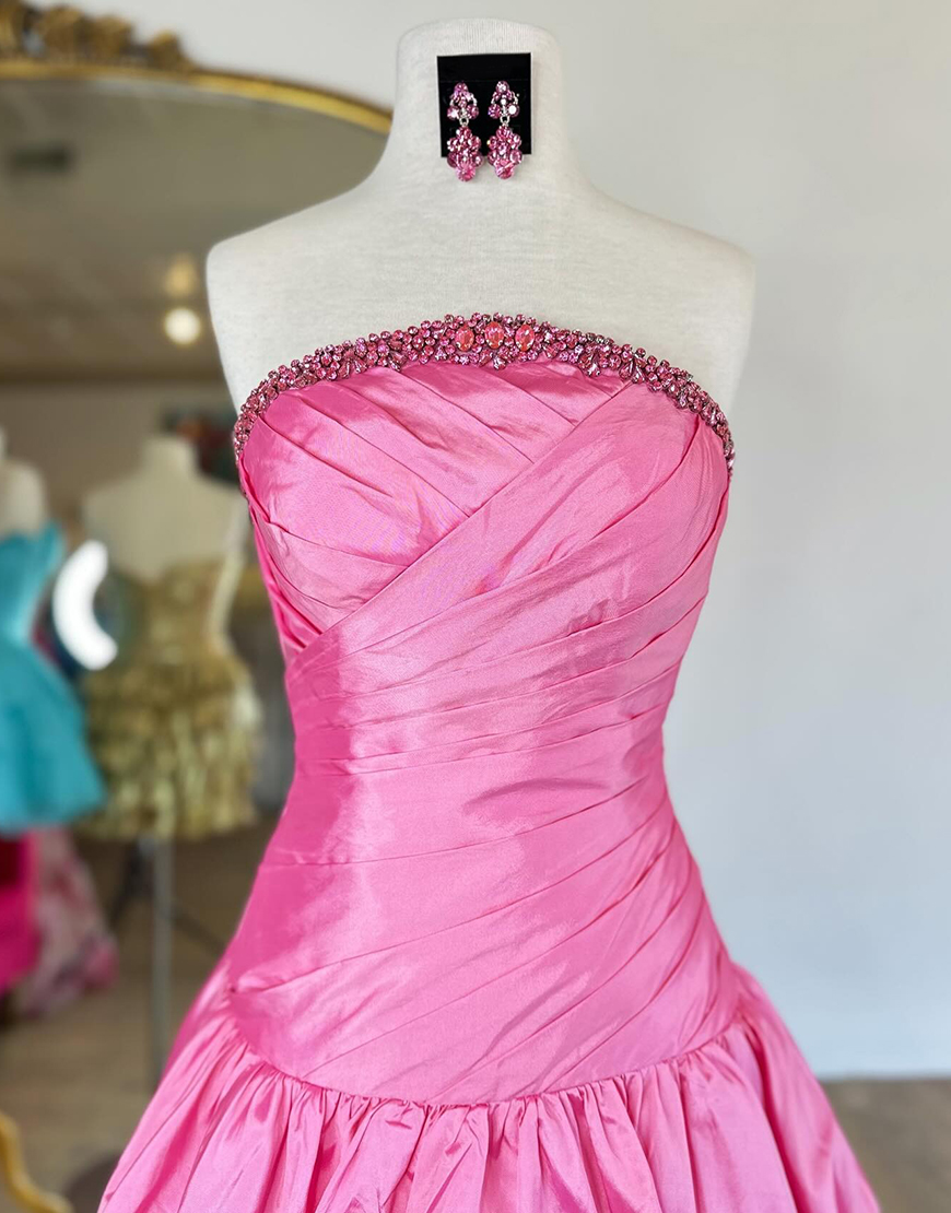 Pink Satin Tight Short Homecoming Dress with Rhinestones