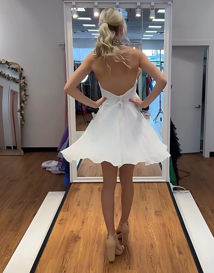 Sparkly Black Short Floral High Neck Homecoming Dress with Beading