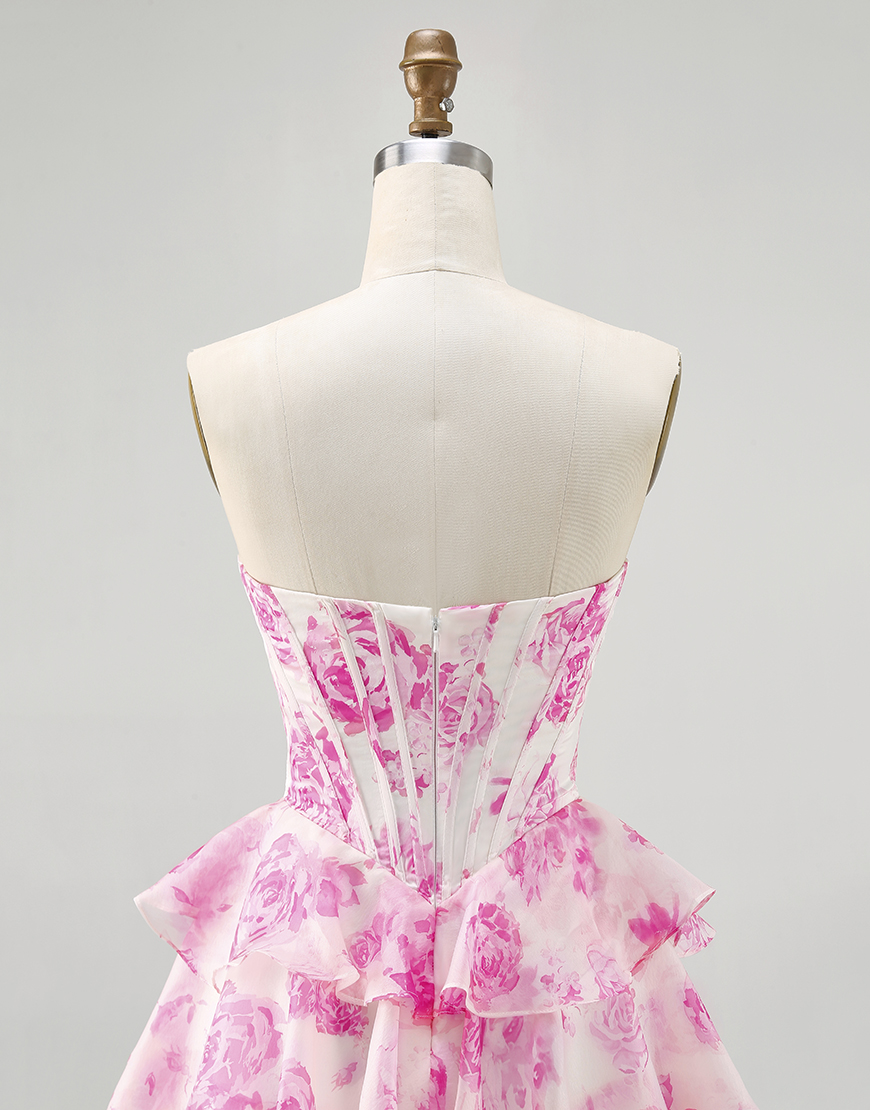 Sparkly White and Blue Floral Sweetheart Short Corset Homecoming Dress