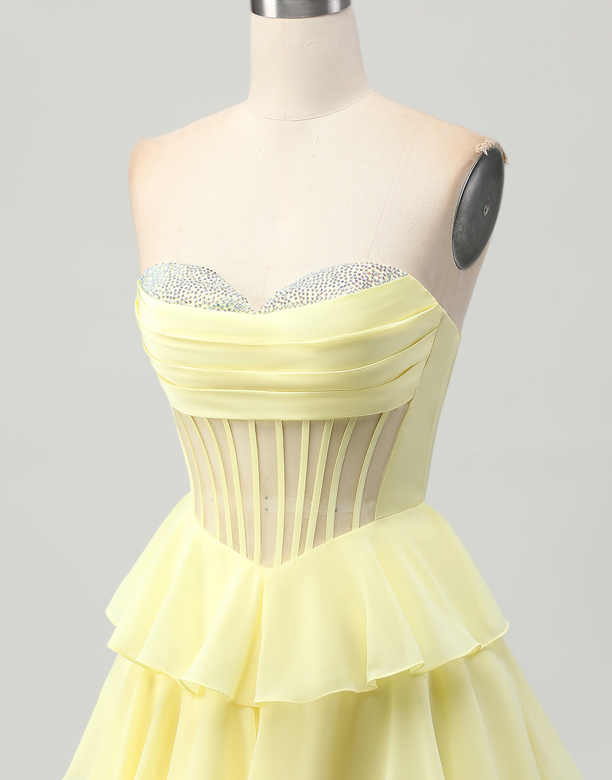 Sparkly Green Ruffled Sweetheart Short Corset Homecoming Dress with Beading