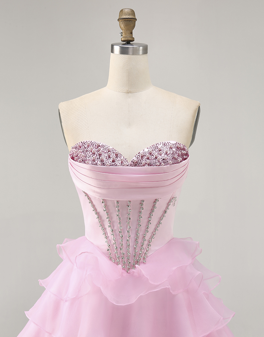 Sparkly Black Tiered Short Corset Homecoming Dress with Beading