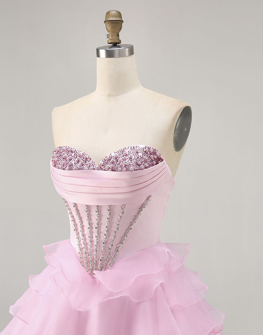 Sparkly Black Tiered Short Corset Homecoming Dress with Beading