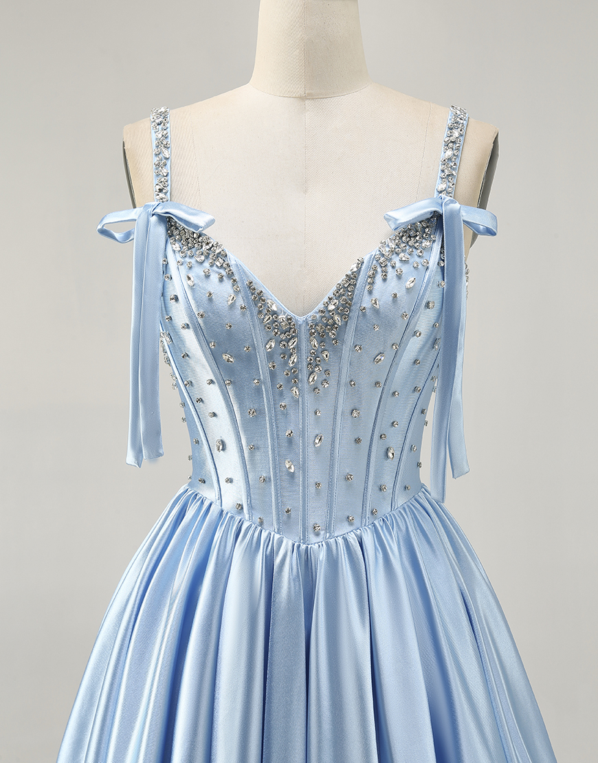 Sparkly Fuchsia A Line Short Corset Homecoming Dress with Rhinestones