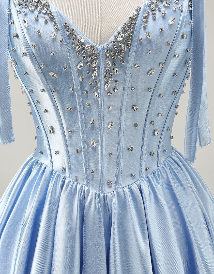 Sparkly Fuchsia A Line Short Corset Homecoming Dress with Rhinestones