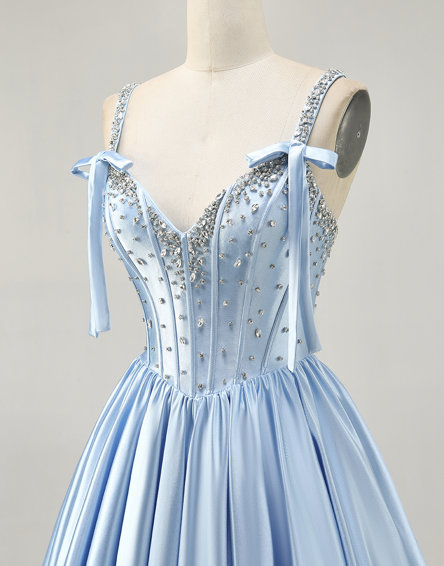 Sparkly Fuchsia A Line Short Corset Homecoming Dress with Rhinestones