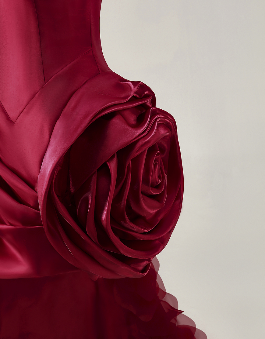 Burgundy Sweetheart Satin Tight Short Homecoming Dress with 3D Flower