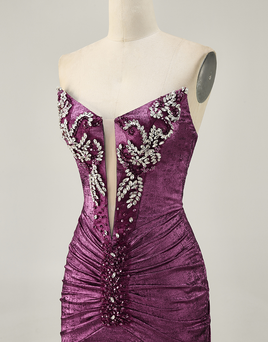 Sparkly Grey Green Metallic Strapless Bodycon Short Homecoming Dress with Beading