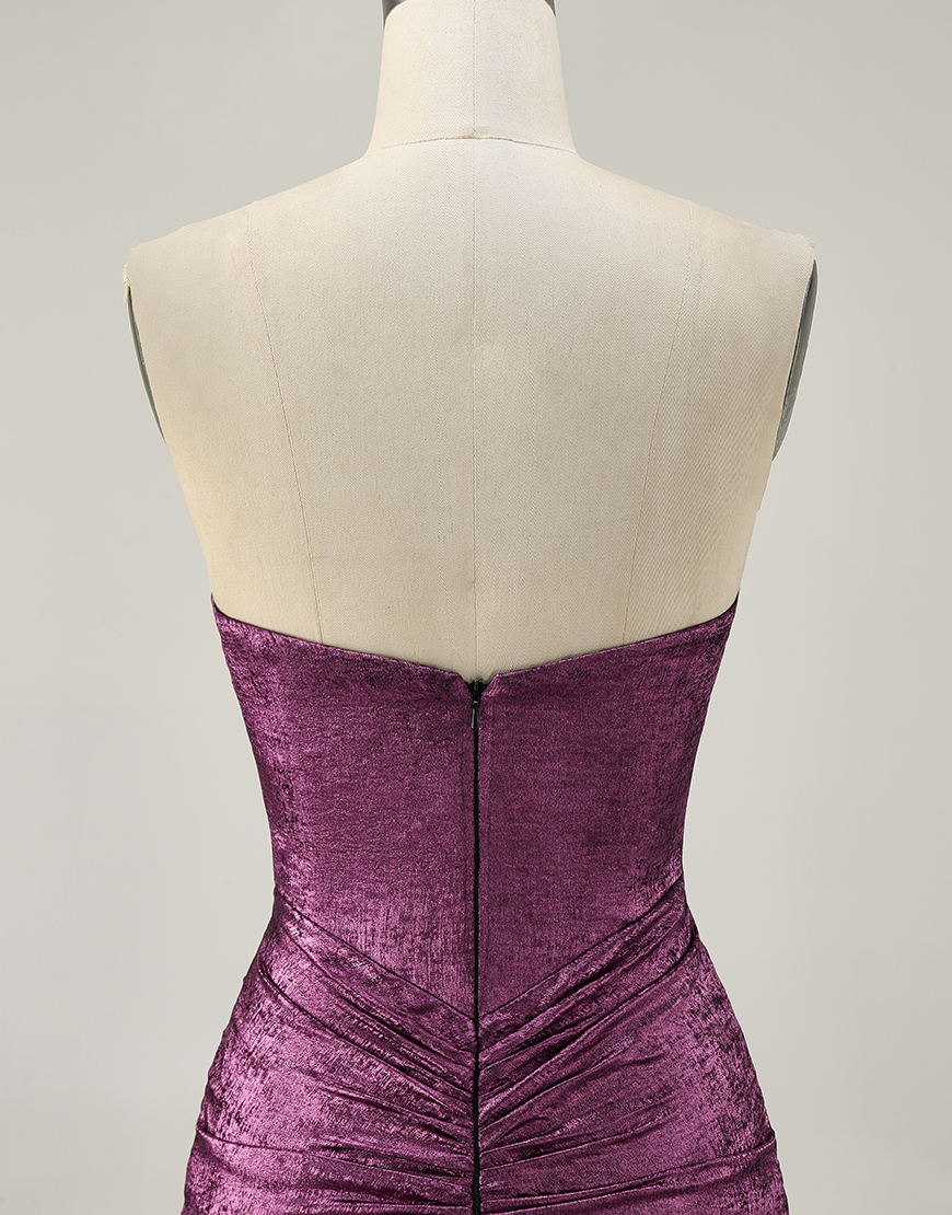 Sparkly Grey Green Metallic Strapless Bodycon Short Homecoming Dress with Beading