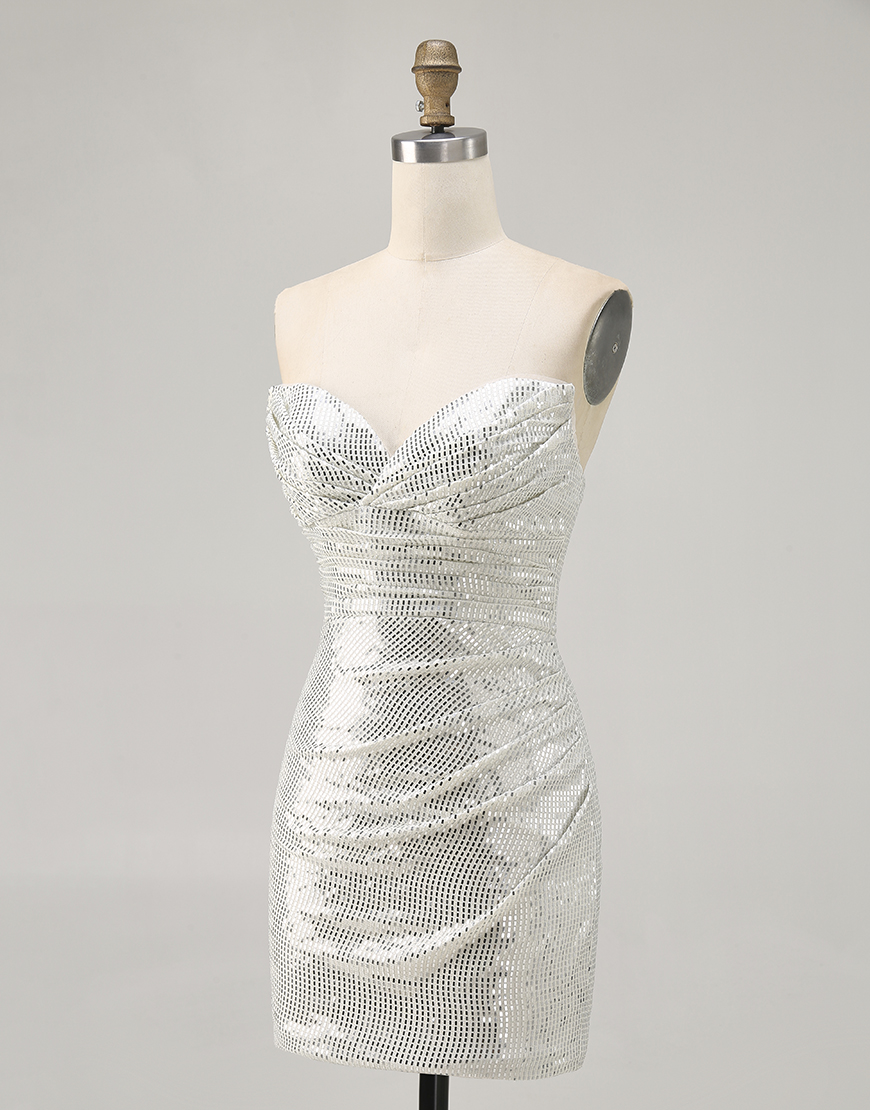 Sparkly Black Strapless Sequin Tight Short Homecoming Dress