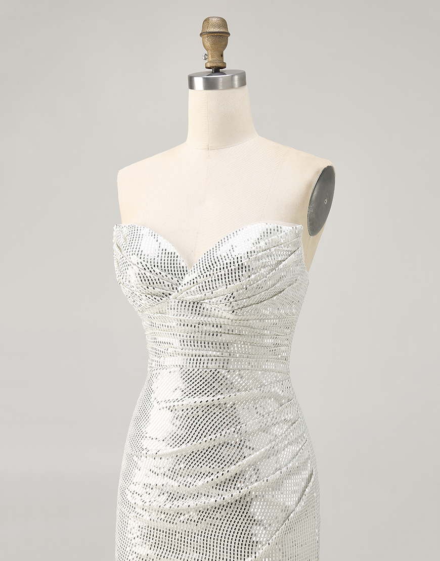 Sparkly Black Strapless Sequin Tight Short Homecoming Dress