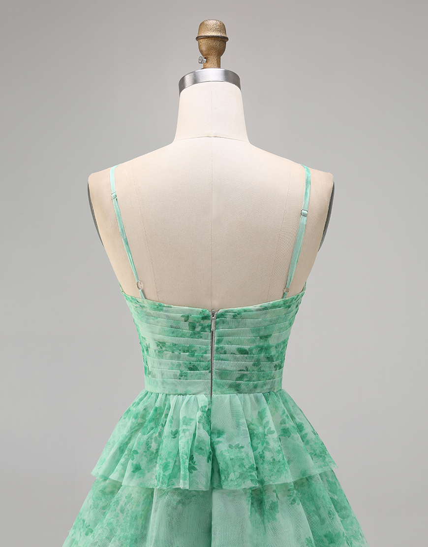 Purple A Line Spaghetti Straps Short Keyhole Homecoming Dress with Ruffles