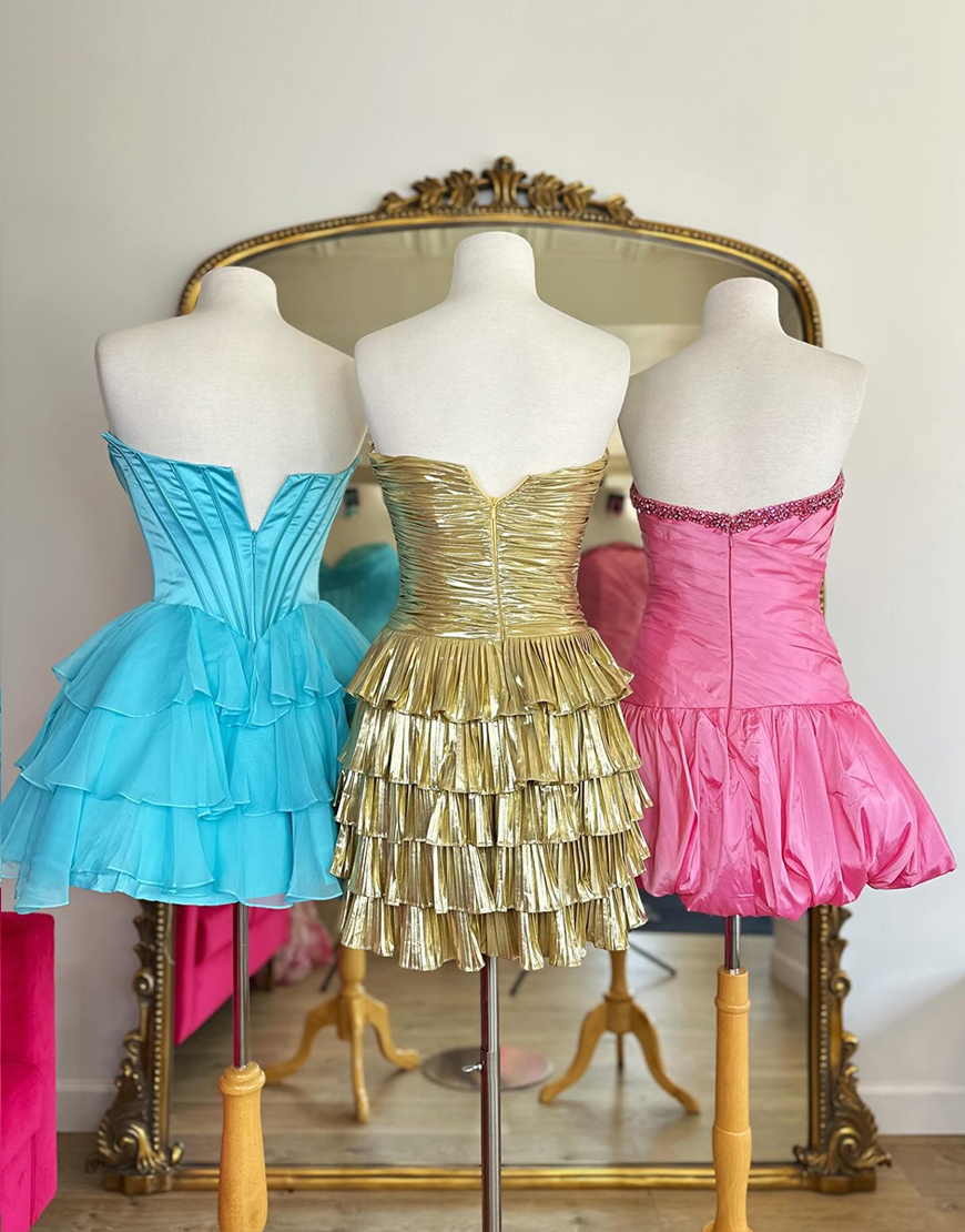 Yellow A Line Short Corset Homecoming Dress with Ruffles