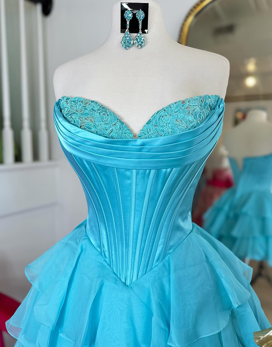 Yellow A Line Short Corset Homecoming Dress with Ruffles