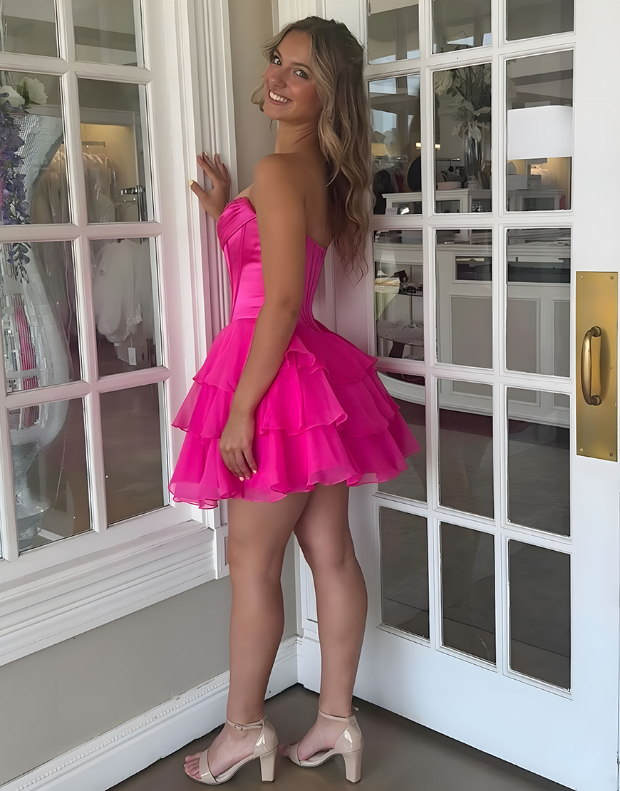 Aqua A Line Short Corset Homecoming Dress with Ruffles