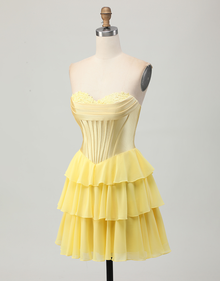 Blue Ruffled Sweetheart Short Corset Homecoming Dress with Lace