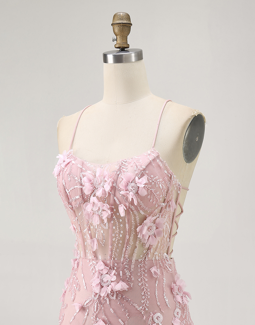 Sparkly Blue Floral Tight Short Corset Homecoming Dress with Sequins