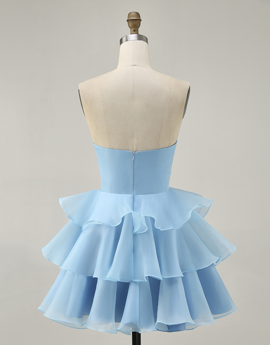 Purple Sweetheart Short Tiered A-Line Short Homecoming Dress 