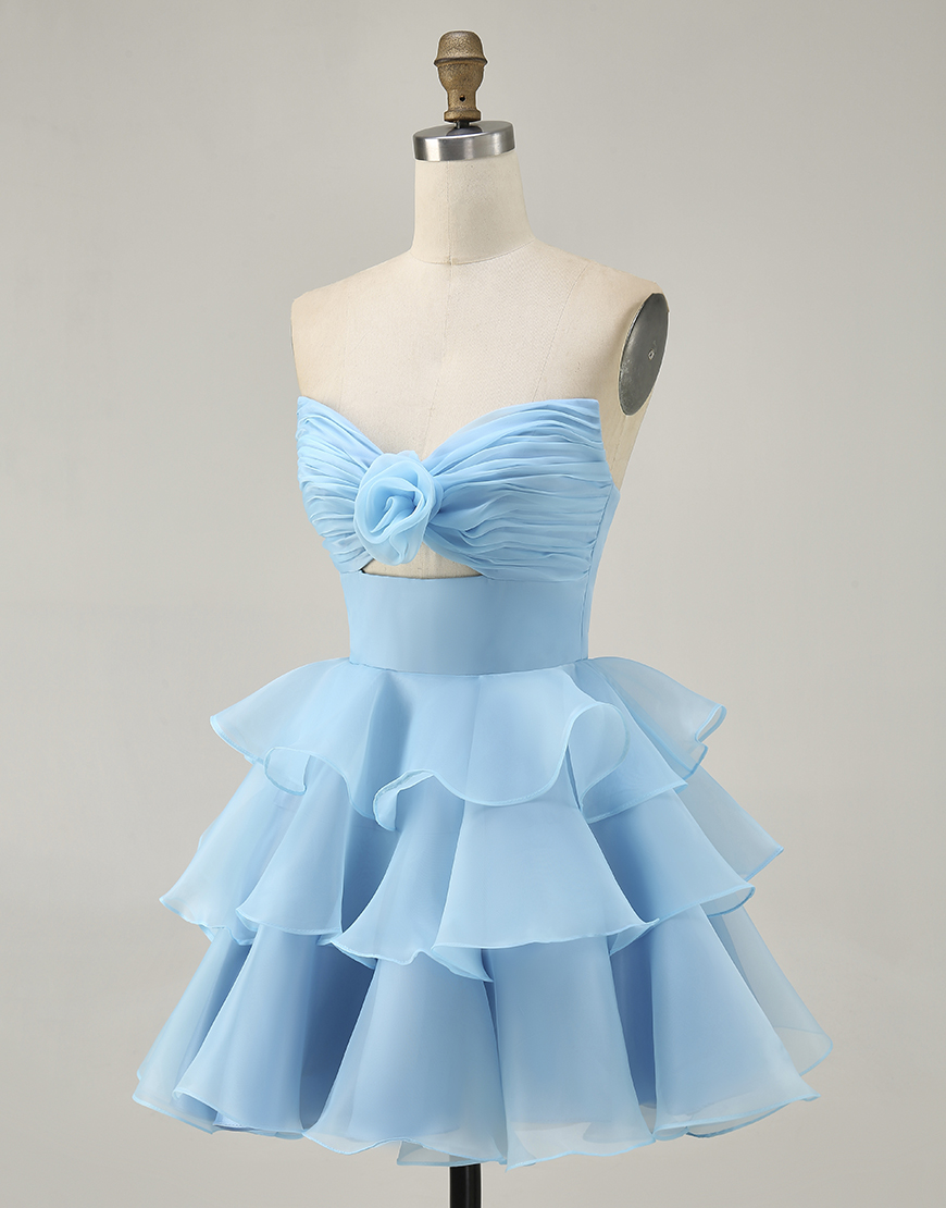 Purple Sweetheart Short Tiered A-Line Short Homecoming Dress 