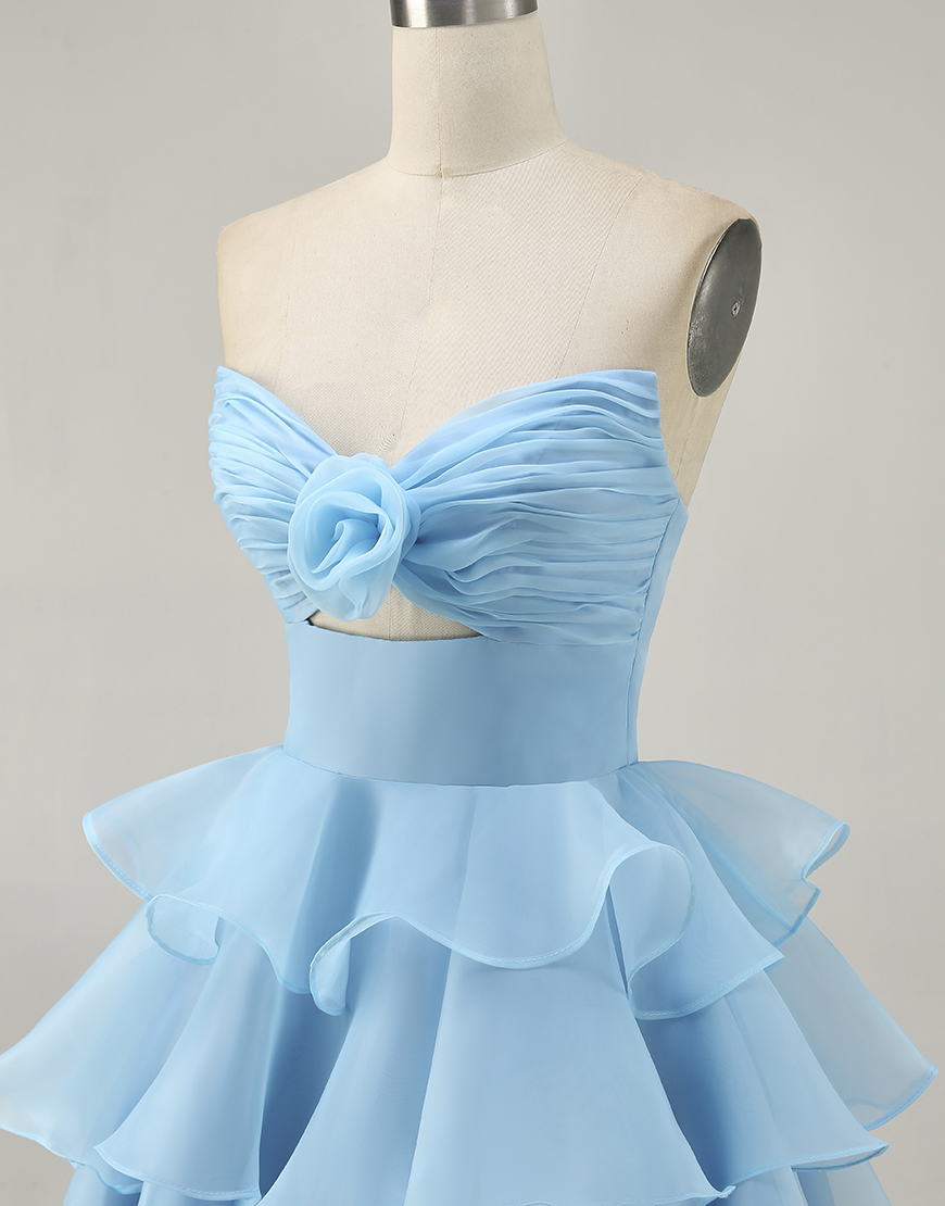 Purple Sweetheart Short Tiered A-Line Short Homecoming Dress 