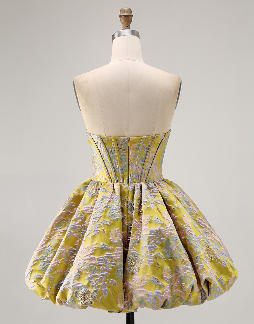 Purple Floral Corset Strapless A Line Short Homecoming Dress