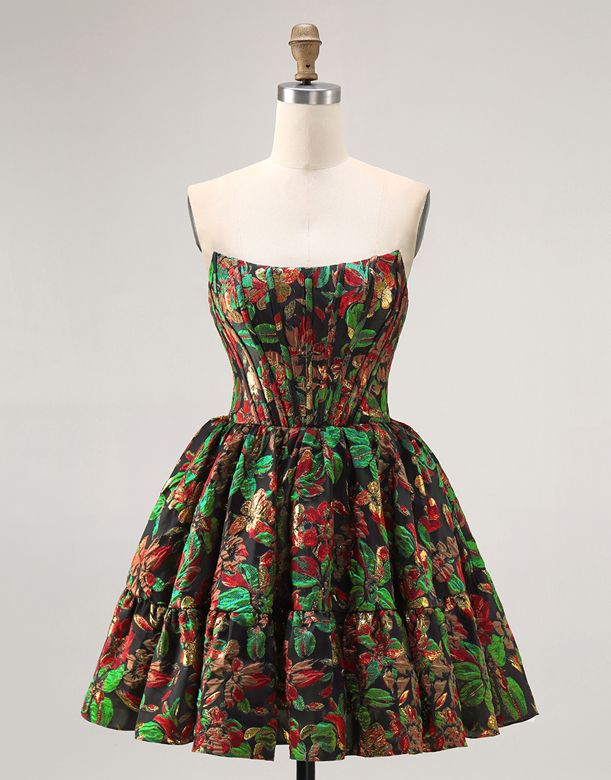 Purple Floral Off the Shoulder Corset Short Homecoming Dress